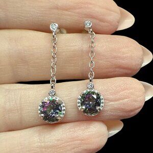 S925 Sterling Silver Moissanite multicolor drop earrings jewelry gemstone gift